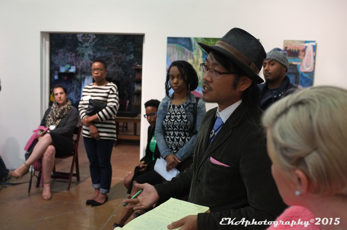 Community memebrs discuss art at an Oakland Creative Neighborhoods Coalition meeting